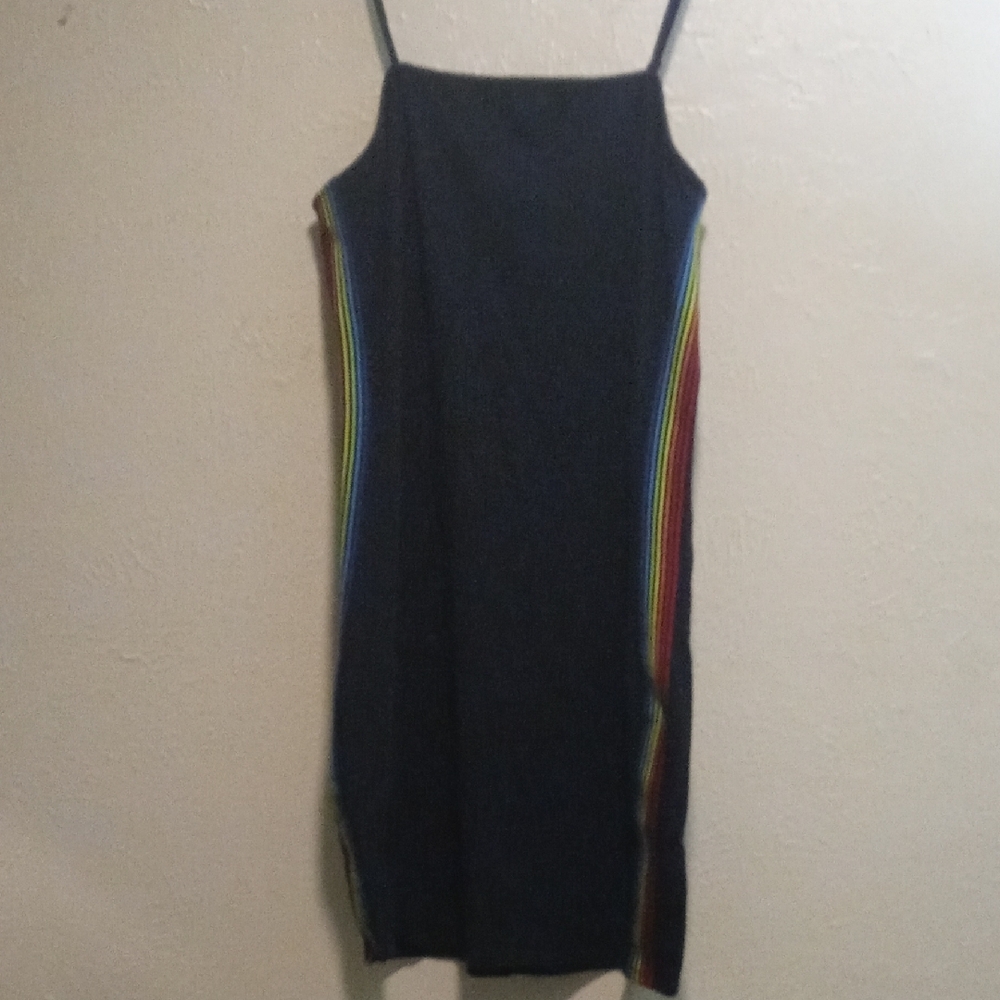 Black Dress with Rainbow Stripes